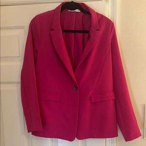 Lush Pink Structured Blazer with Notched Lapel